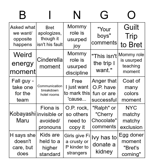 In Law Bingo Card