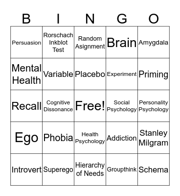 Psychology Bingo Card