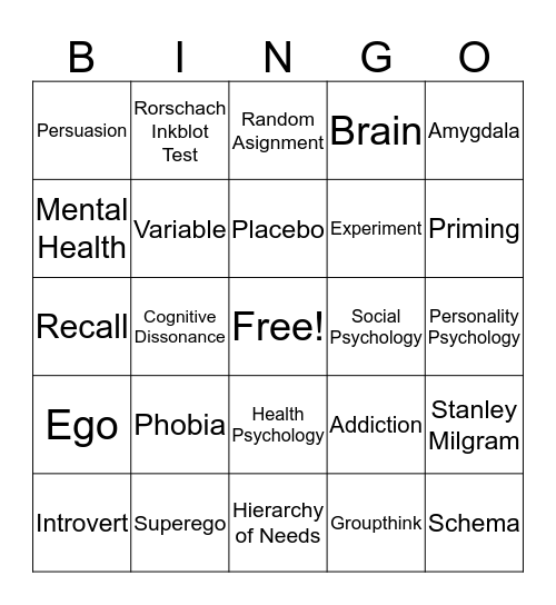 Psychology Bingo Card