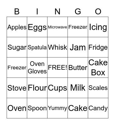 Baker Bingo Card