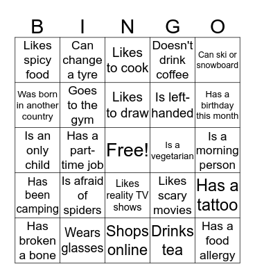 SAS1 Bingo Card