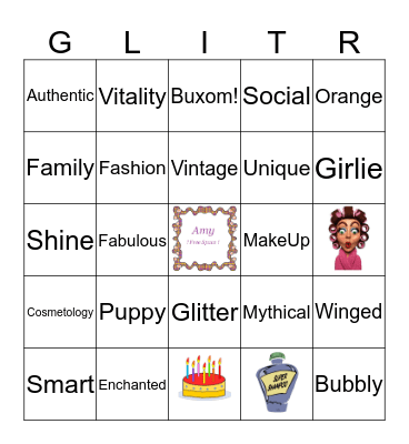 All Things Amy Bingo Card