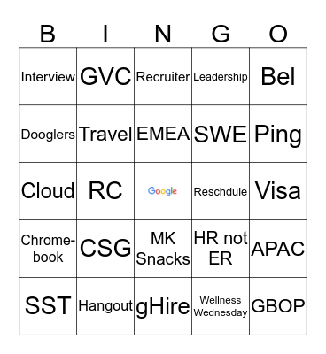 Google Bingo  Bingo Card