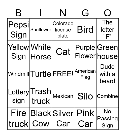 Dodge City Bingo Card