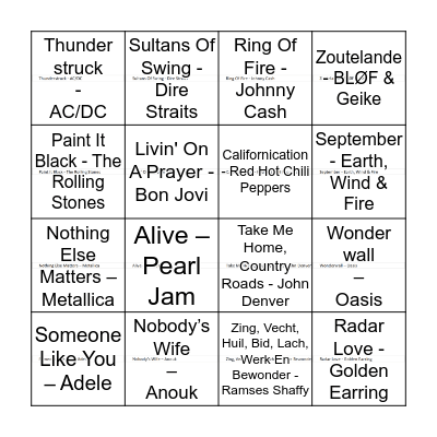 Disco Bingo - Classics Bingo Card