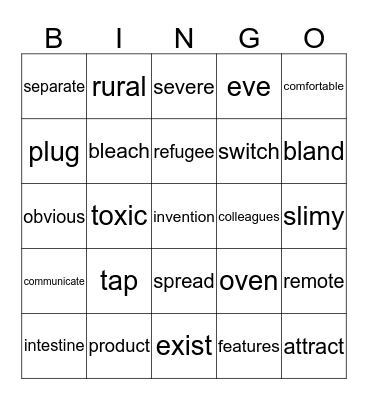 vocabulary bingo  Bingo Card