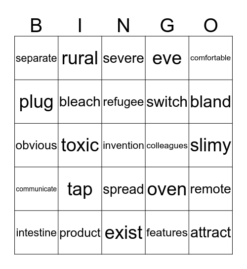 vocabulary bingo  Bingo Card