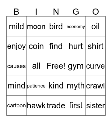 Vocab Bingo Card