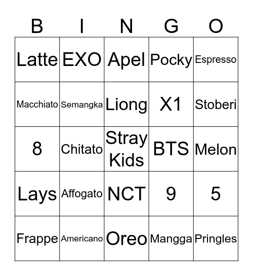 Emily Adrianne Bingo Card