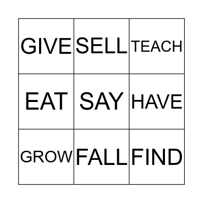 IRREGULAR VERBS Bingo Card