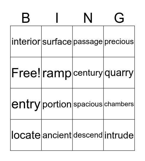 vocabulary bingo  Bingo Card