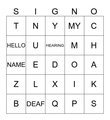 ALPHABET Bingo Card