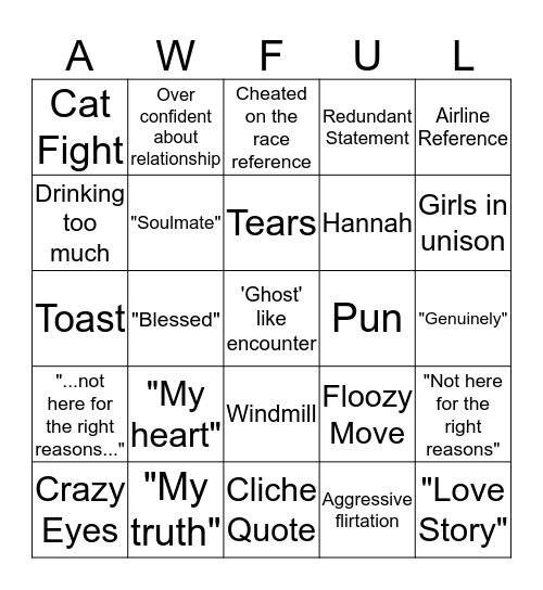 The most dramatic season ever Bingo Card
