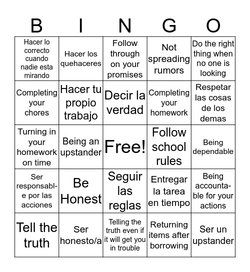 TRUSTWORTHY! Bingo Card