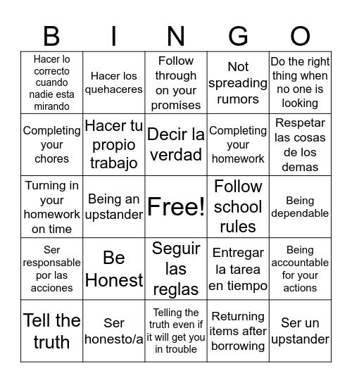 TRUSTWORTHY! Bingo Card