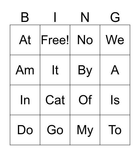 Sight Words Pre- K 4 5 Bingo Card
