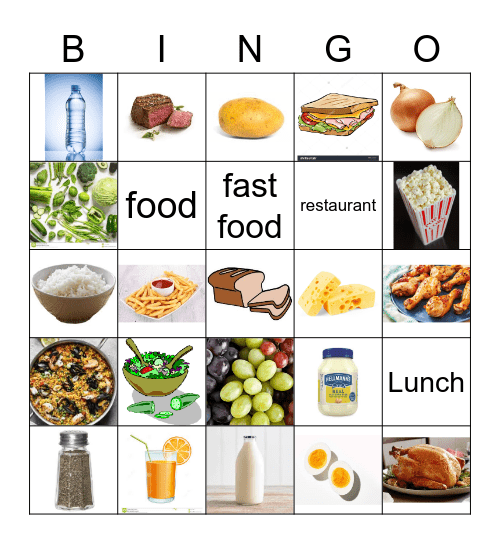 La comida 6 & 8 Bingo Card
