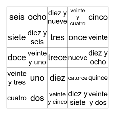 bingo de numeros Bingo Card