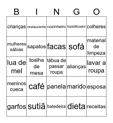 Leticia's Bridal Shower Bingo Card