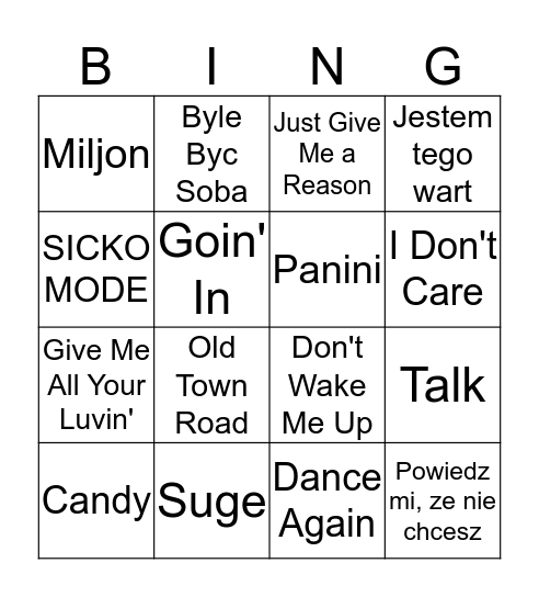 Polish Song 1 Bingo Card