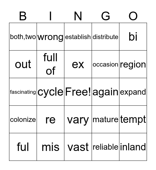 January Bingo Card