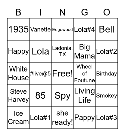Bingo Card