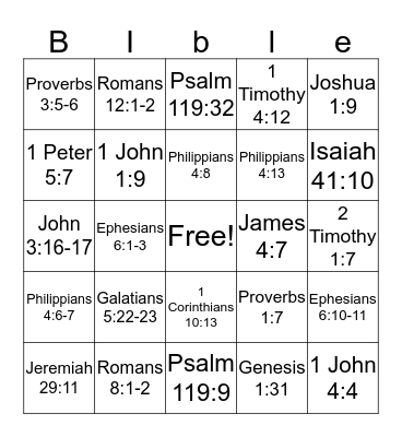 Bible Bingo Card