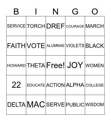 Delta Bingo Card