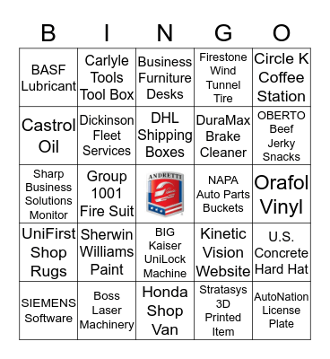Andretti Autosport Scavenger Hunt Bingo Card