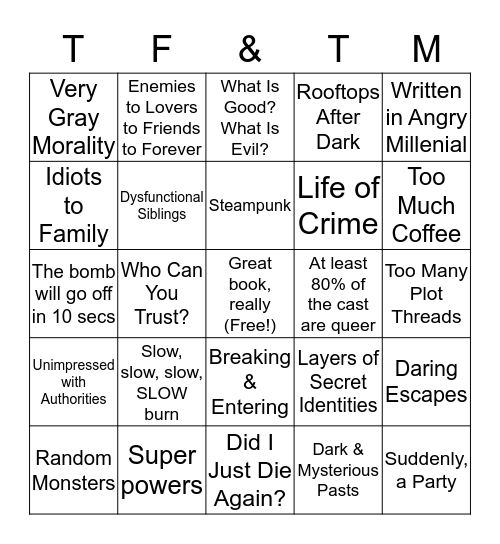 The Flame & the Moth Bingo Card