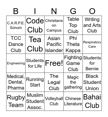 ASTCC BINGO Card