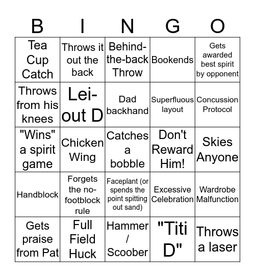 Beach GarBingo ft. Ryan Bingo Card