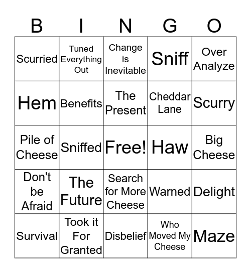 Who Moved My Cheese Bingo Card