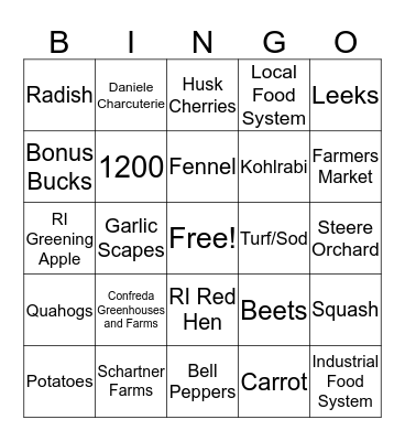 RI Agriculture BINGO! Bingo Card