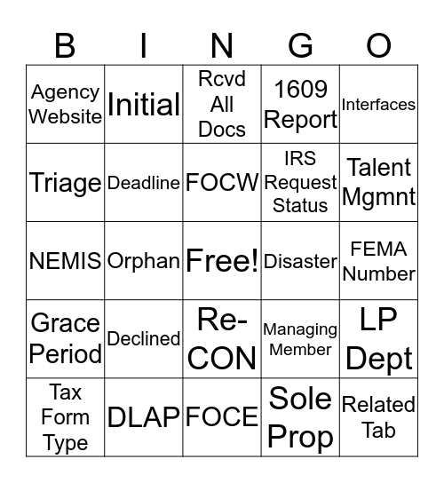PPD BINGO Card