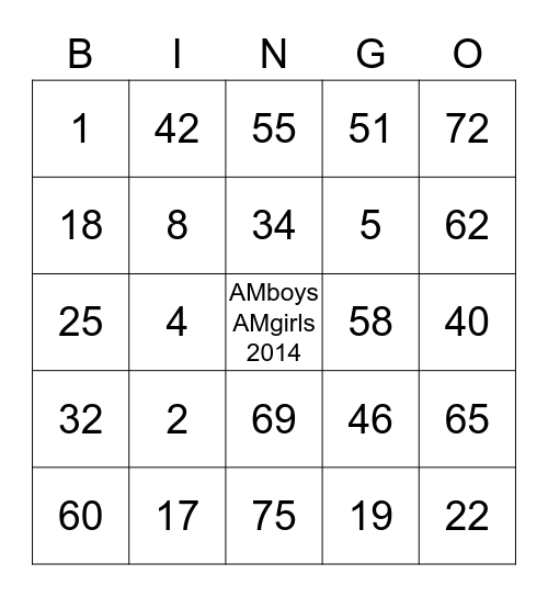 Am Boys       Am Girls Bingo Card