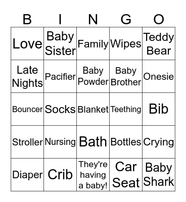 Baby Bingo Card