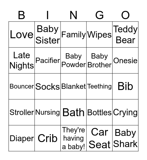 Baby Bingo Card