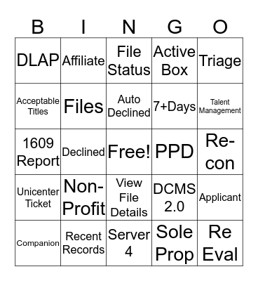 PPD Bingo Card