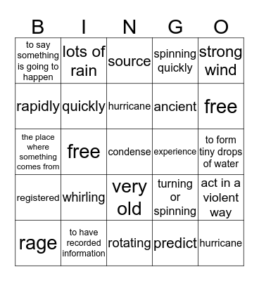 Hurricanes Bingo Card