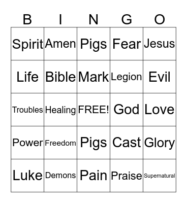 Sermon Bingo (to be done only during the sermon) Bingo Card