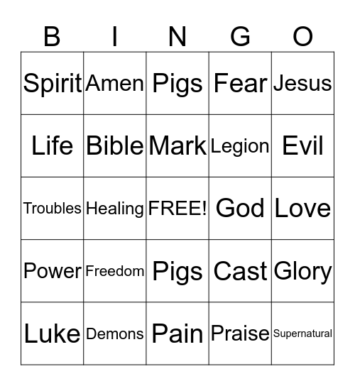 Sermon Bingo (to be done only during the sermon) Bingo Card