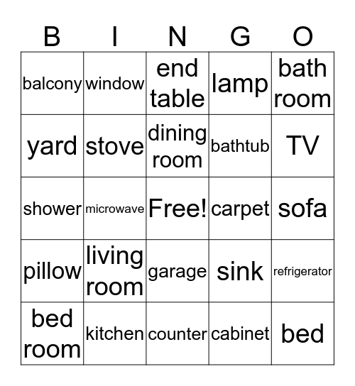 At Home Bingo Card