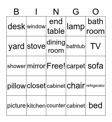 At Home Bingo Card