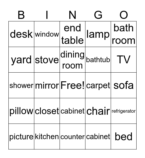 At Home Bingo Card