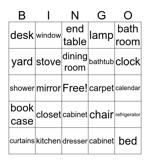 At Home Bingo Card