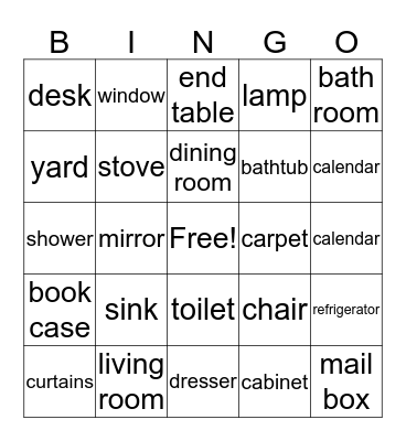 At Home Bingo Card