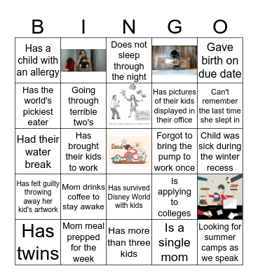 Working Mothers Bingo Card