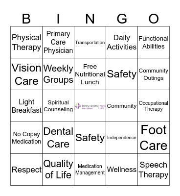 Mercy LIFE  Bingo Card