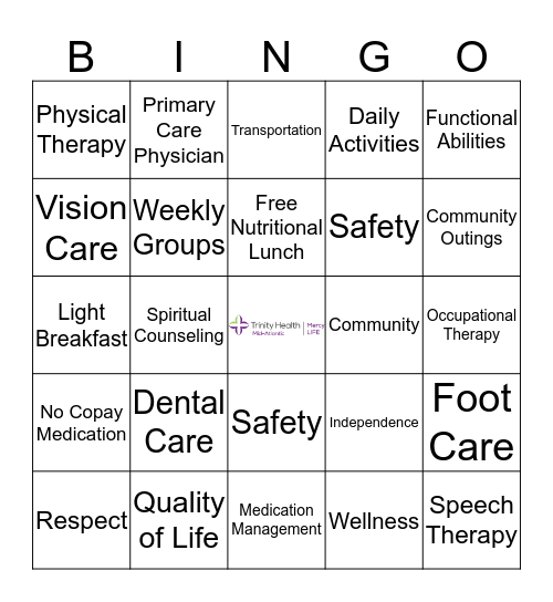 Mercy LIFE  Bingo Card